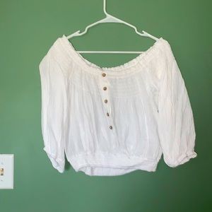 Off the shoulder crop top. White. Purchased from Closet Candy Boutique.